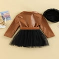 thumbnail image 4 of PENGXIANG Robe Ligne A pour Filles Printemps Automne Manches Longues Col en Tulle Patchwork avec Chapeau, 4 of 8
