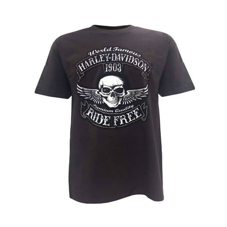 Harley-Davidson Men's Bad Manners Winged Skull Short Sleeve T-Shirt, Dark Brown, Harley (Best Harley For Bad Back)