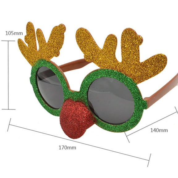 ELAYARD Christmas Reindeer Glasses Multi Color Plastic for Decorating