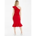 thumbnail image 2 of QUIZ - Women's Red One-Shoulder Frill Midi Dress, 2 of 4