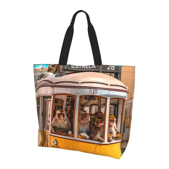 Yiaed Modern Urban Monkey Print Handbag for Women Tote Purse Shoulder Bag Large Fashion Hobo Purse Handbag Shopping Tote