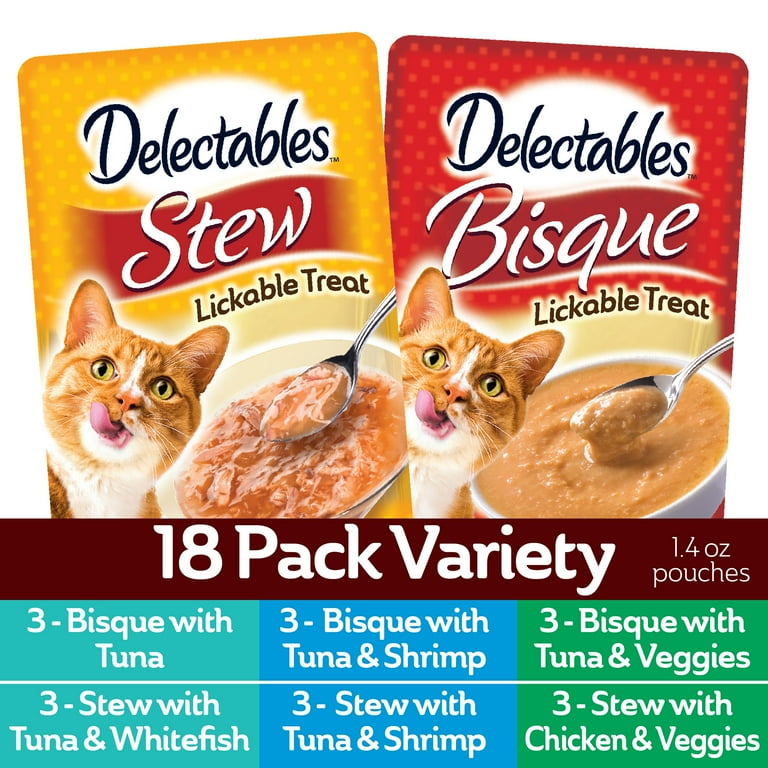 Hartz Delectables Bisque Stew Lickable Wet Cat Treats Variety