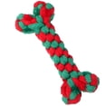 thumbnail image 1 of Juguete de cuerda de hueso para perros de Navidad, juguetes para masticar con cuerda de algodón para perros, paquete de regalo navideño para mascotas con formas de hueso, juguetes interactivos festivo, 1 of 5