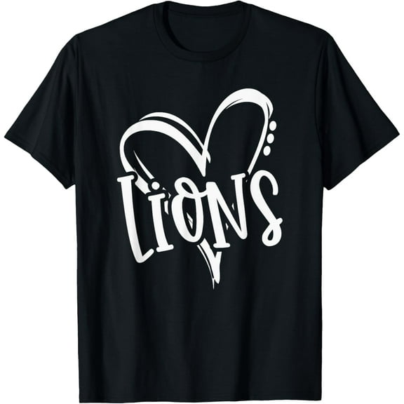 Lions School Sports Fan Team Spirit Heart T-Shirt