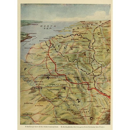 - Map Nations at War 1917 Birdseye view of the Western front Canvas Art - (18 x 24)