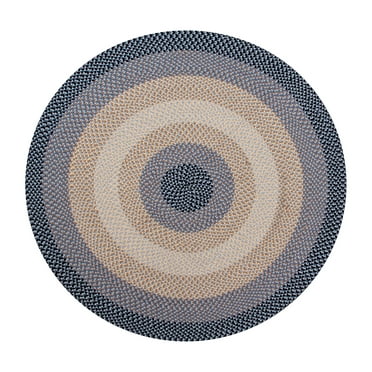 Better Trends Round Braided Rug 72" 100% Wool Mat for Indoor Use, Area Rug for Bedroom Woodbridge Collection - (Blue)