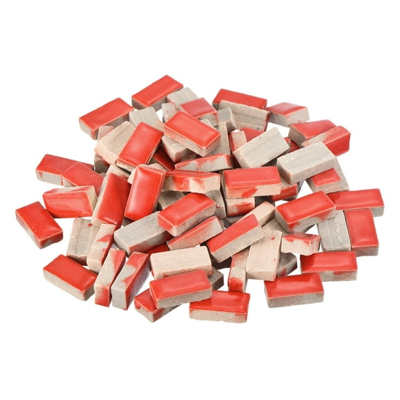 200g Ceramic Mosaic Tiles for Crafts Bulk, Rectangle Red Ceramic Tiles for Mosaic Kits