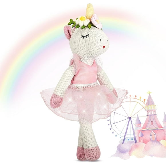 Christmas Unicorn Stuffed Animals 17 Inches Ballerina Doll Wool Plush Unicorn Toys for Girls Birthday Gift (Pink)