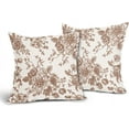 thumbnail image 2 of Vintage Floral Pillow Covers 16x16 Inch Set of 2 Dark Brown and Cream Floral Throw Pillow Covers Chinoiserie Flower Pillowcases Rustic Farmhouse Cotton Linen Cushion Covers for Couch Bed Sofa Decor, 2 of 6