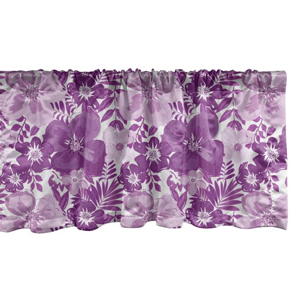 Ambesonne Vintage Window Valance, Purple Tones Floral Pattern, 54" X 12", Purple Lilac White