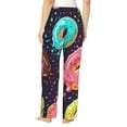 thumbnail image 3 of Disketp Donuts1 Print Women'S Comfy Pajama Pants Casual Drawstring Palazzo Lounge Wide Leg Pants, 3 of 9