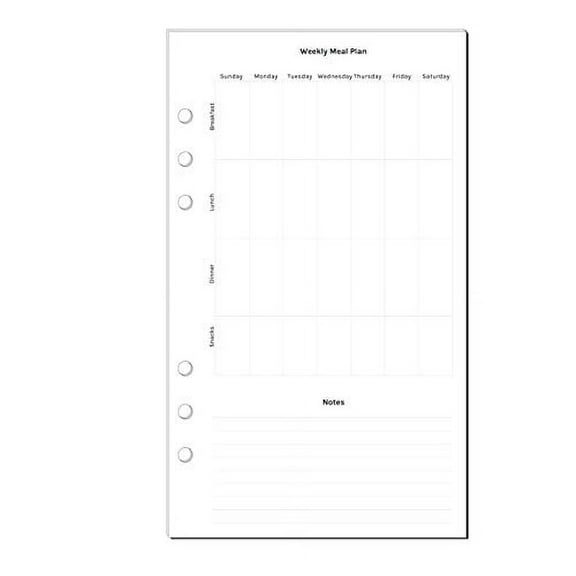 Weekly Dinner Planner Inserts for A5 Planners