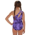 thumbnail image 3 of SEANATIVE One Piece Bathing Suit for Girls Mesh Cover-up Skirt Cutout One Shoulder Beach Swimsuits with Adjustable Strap, Size 7-8 Years Old, Violet Tie-dye, 3 of 7