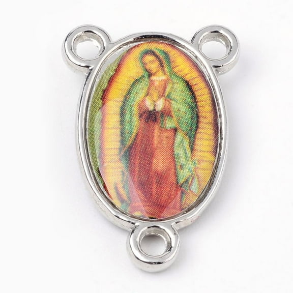 Alloy Chandelier Component Links 3 Loop Connectors Rosary Center Piece Cadmium with Virgin Platinum Goldenrod Free & Lead Free Oval 23x15x4mm Hole: 2mm