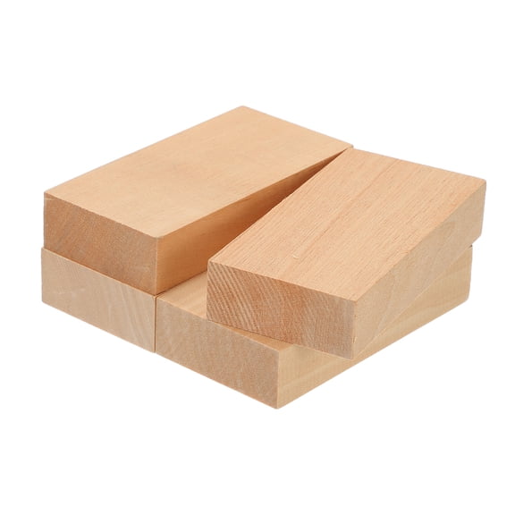 Uxcell 4Pcs Basswood Carving Block 0.8"x2"x4" Square Wooden Dowels Blocks Wood Pieces for DIY Arts Decoration