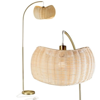 Mainstays Mini Rattan Table Lamp with Shade 12.75H- Natural Color Finish  and Boho Style