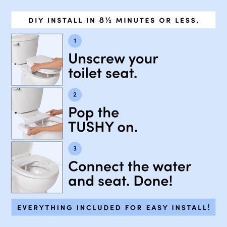 TUSHY CLASSIC 3.0 TOILET SEAT BIDET ATTACHMENT, PLATINUM KNOB WITH ADJUSTABLE ANGLE NOZZLE