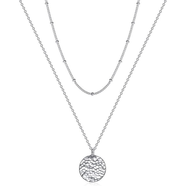 Collar de luna para mujer Moneda martillada Círculo de karma completo Nueva fase de luna creciente Colgante Cadena delicada Minimalista Joyería bohemia simple Regalo de la madre MFZFUKR HMHZ847-8