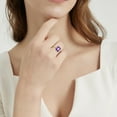 thumbnail image 3 of VAKKI 925 Sterling Silver 14K Gold Plated Emerald Cut Amethyst Ring Birthstone Rings Size 5-10, 3 of 5