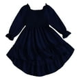 thumbnail image 7 of XEGLSBU Flower Girl Dress 2T Winter Summer Girls Dress with Square Neck Flutter Sleeves and Flared Elegant Ruffle Trim Boho Length Party Dress for Toddler Navy Size 6-7 Years, 7 of 7