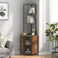thumbnail image 2 of VECELO Corner Shelf with Power Outlets and LED Lights, 6-Tier Corner Bar Cabinet with Glass Holder, 63" Tall Corner Stand Display Storage Rack, Corner Bookshelf Bookcase, Brown, 2 of 10
