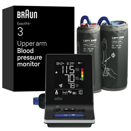 Braun ExactFit 3 Upper Arm Blood Pressure Monitor, Blood Pressure Monitors for Home Use, Two Cuff Sizes, FSA & HSA Eligible, BUA6120US