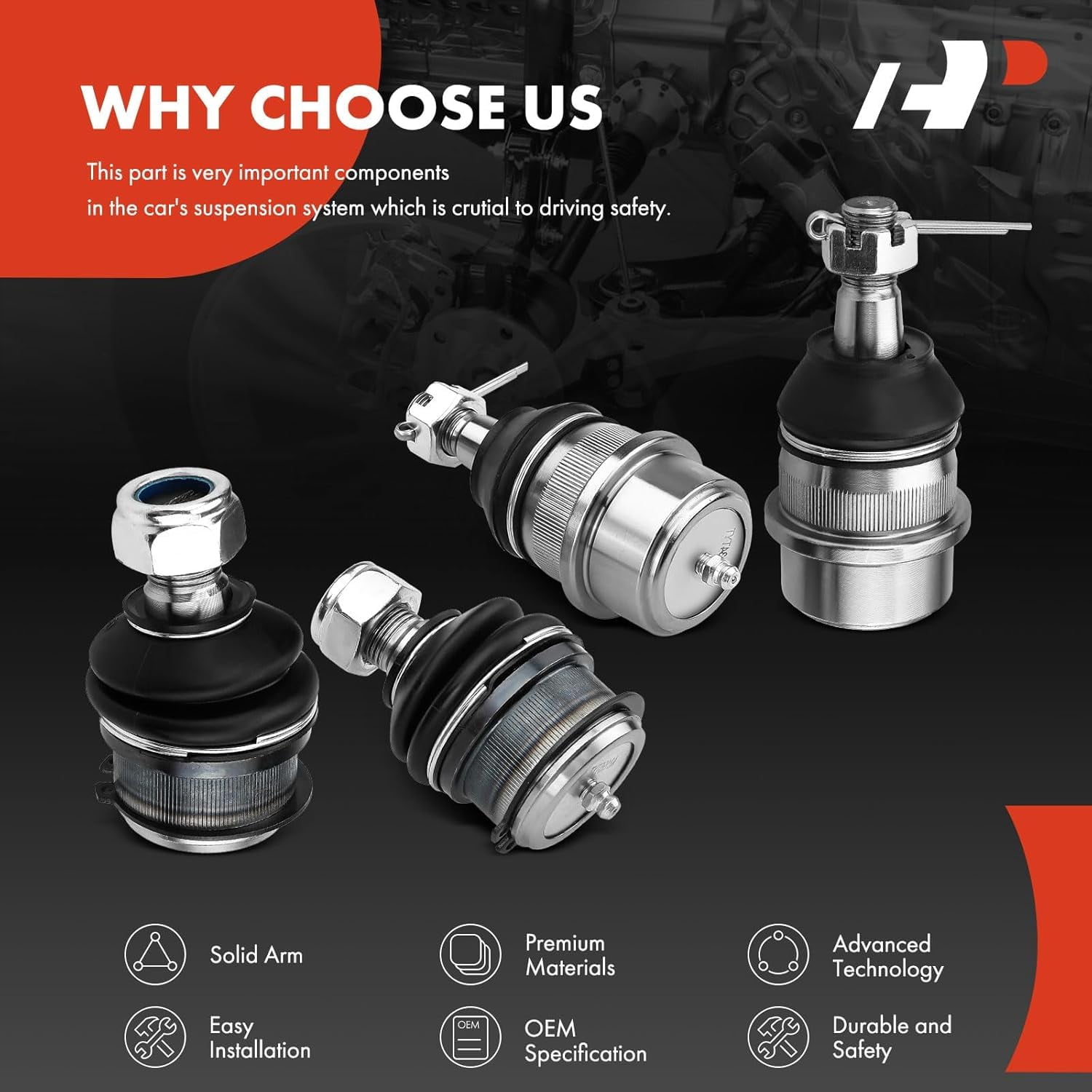 A-Premium 4Pcs Front Upper Lower Ball Joint Kit Compatible with Dodge Ram 1500 2500 1994 1995 1996 1997 1998 1999