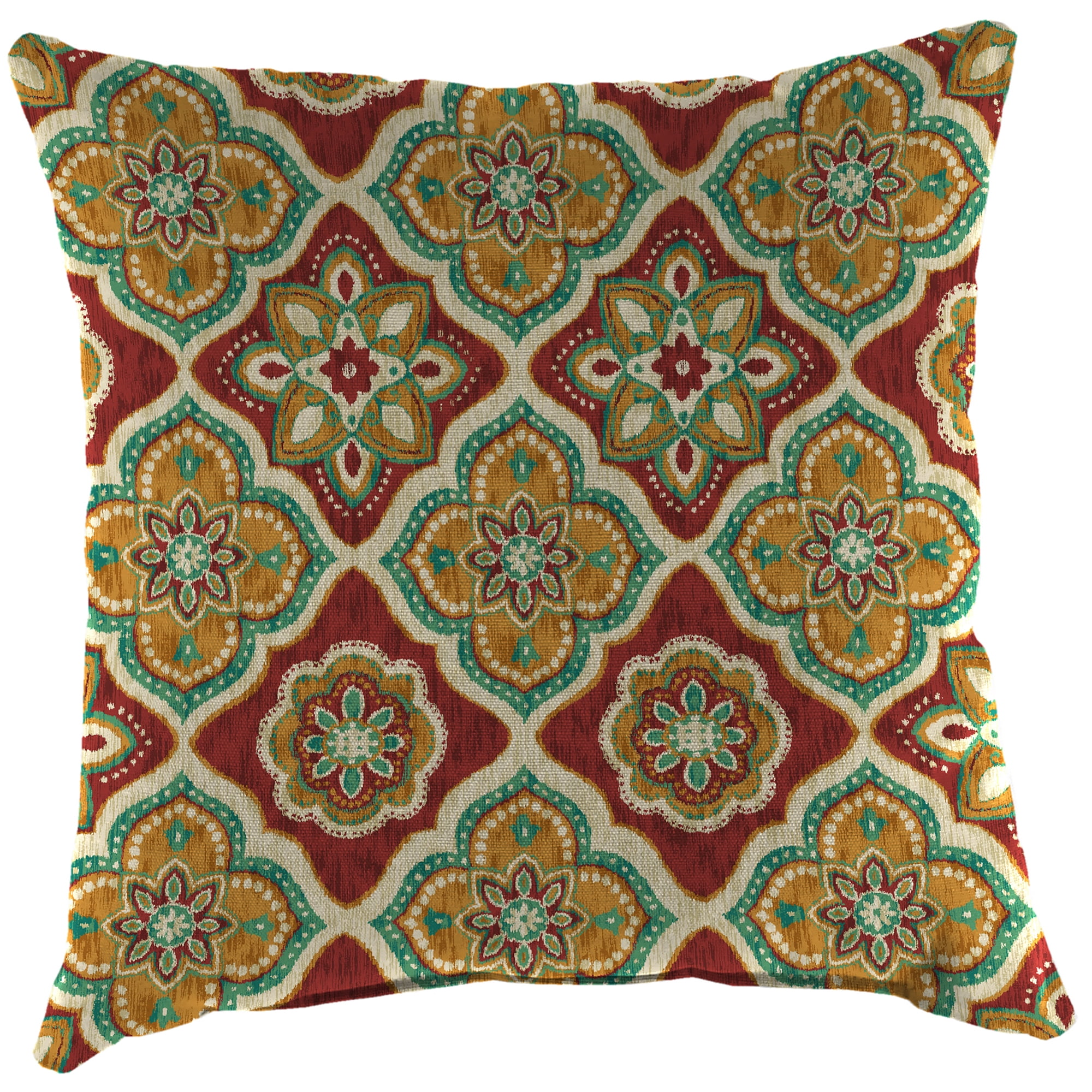 Jordan Manufacturing 16" x 16" Adonis Jewel Crimson Medallion Square Outdoor Throw Pillow (2 Pack)
