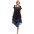 thumbnail image 5 of Sakkas Batik Palm Tree Cap Sleeve Caftan Dress / Cover Up - Navy Ocean - One Size, 5 of 5