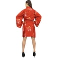 thumbnail image 3 of Bimba Robe de Chambre Florale pour Femmes Kimono de Demoiselle d'Honneur Blanc, 3 of 5