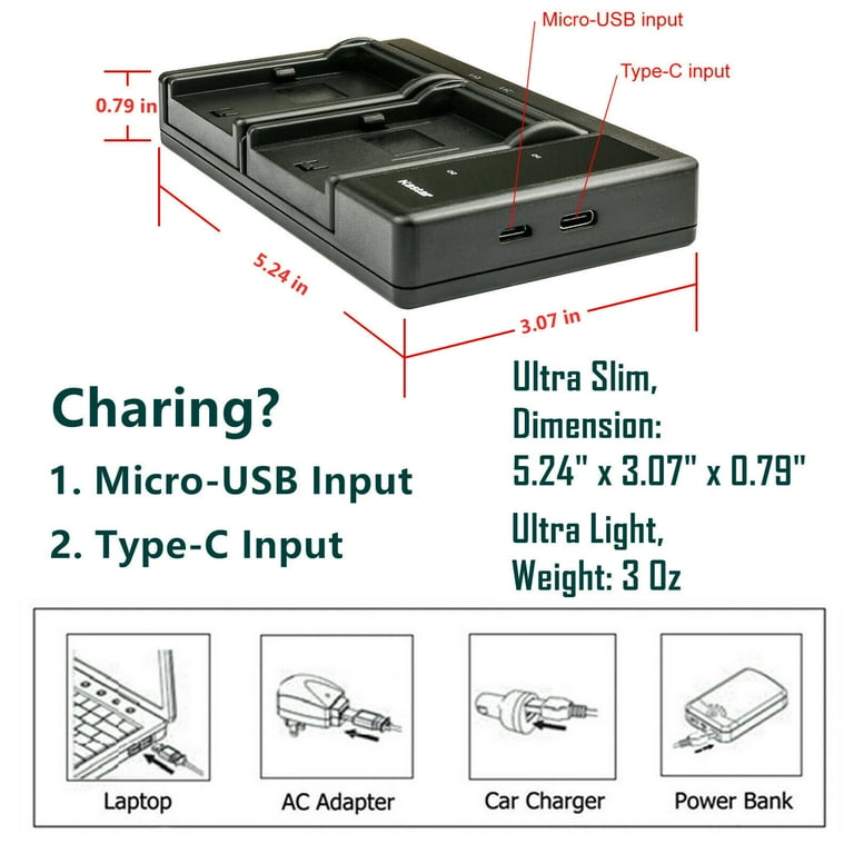 Kastar 2-Pack Battery and LTD2 USB Charger Compatible with Sanyo