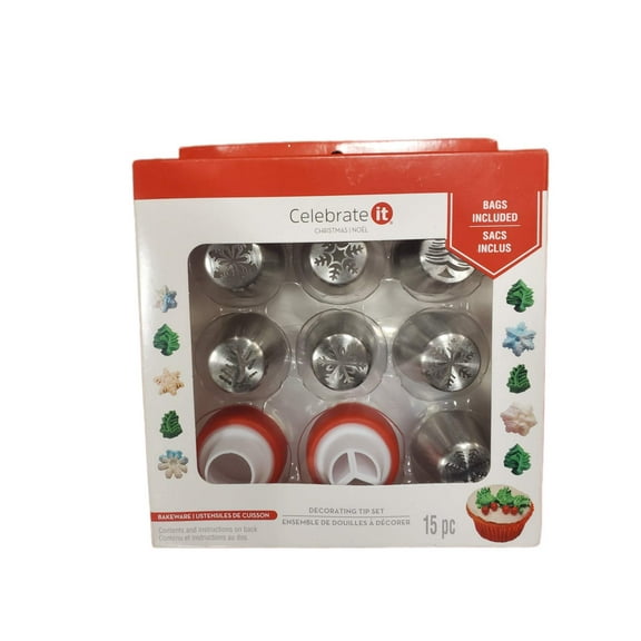 CELEBRATE IT CHRISTMAS DECORATING TIP SET 15-pc BAKEWARE