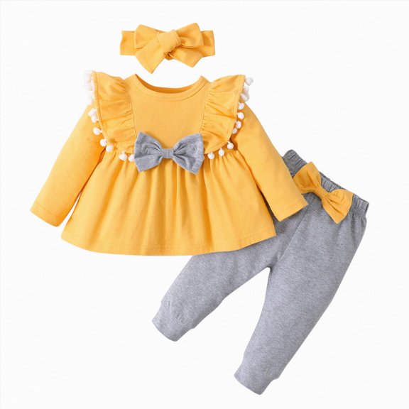 HCNTES Baby Girl Winter Clothes Toddler Outfits For Girls Boys Winter Baby Long Sleeve Tops And Pants 2Pcs Clothes Set For Children Clothes Baby Outfit Sets
