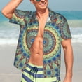 thumbnail image 5 of Yiaed Round Mandala1 Print Hawaiian Shirt for Men Short Sleeve Button Down Shirts Beach Shirts for Men-X-Large, 5 of 5