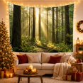 thumbnail image 3 of Evergreen Forest with Golden Sunbeams, Serene Digital Art for Nature Lovers, Woodland Home Decor, Housewarming Gift, Tapestry Wall Hanging for Bedroom and Living Room, 3 of 7
