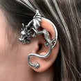 thumbnail image 3 of Travelwant 1 Pc Vintage Punk Earrings Dragon Ear Cuff Retro Snake Bat Crow Ear Climber Earrings Gothic Ear Clip Wrap for Women Men Party Dress, 3 of 7