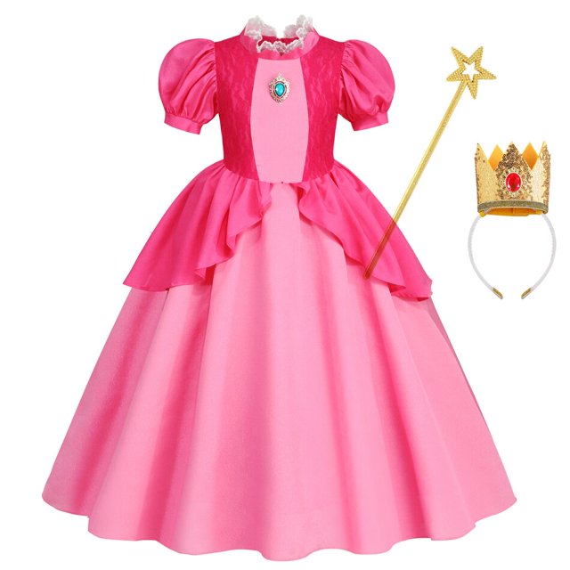 Vestidos de melocotón para niñas, disfraz de princesa, ropa de fiesta, Cosplay, Halloween, Carnaval, cumpleaños Fivean unisex