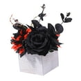 thumbnail image 3 of CoudarTitie Halloween Artificial Flowers Boxed Faux Flowers in Wooden Box Decorative Flowers Dark Orange, 3 of 9