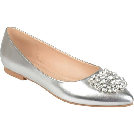 

Women s Journee Collection Renzo Ballet Flat Silver Faux Leather 6 M