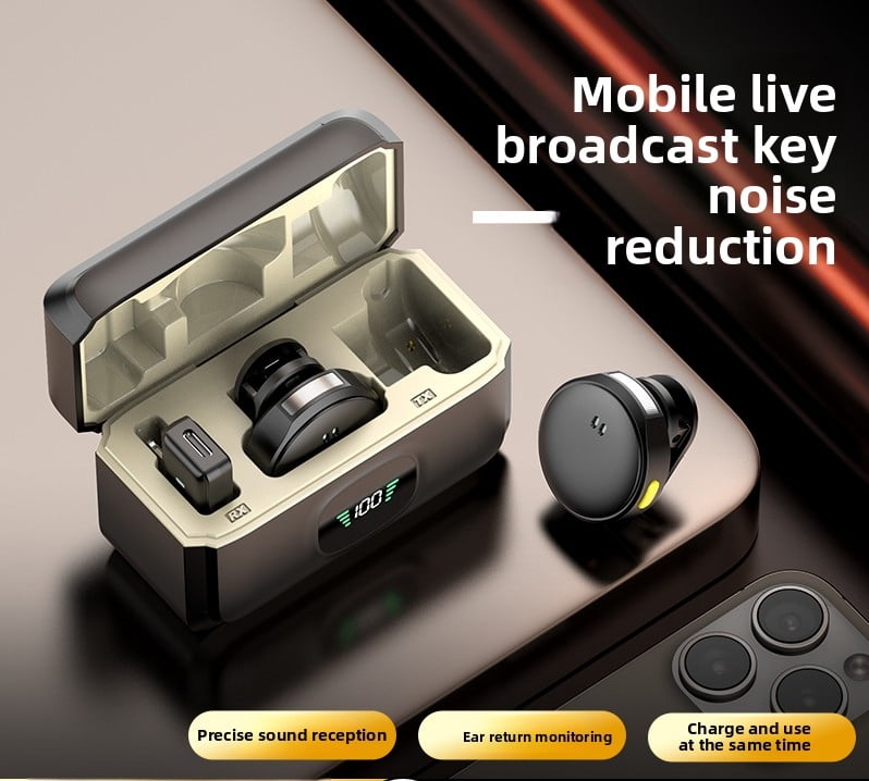 Wireless Lavalier Microphone Clip On Phone TikTok Video Recording Live Streaming With Charging Case Magnetic Smart Noise Reduction