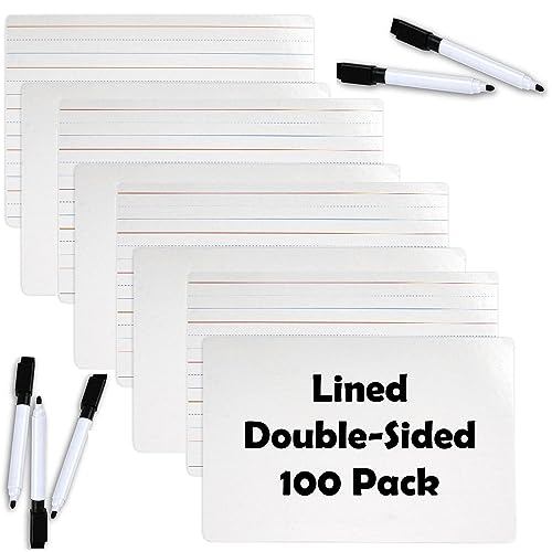 100 Pack of Bulk Wholesale 9"x12" Lined Dry Erase Boards for School