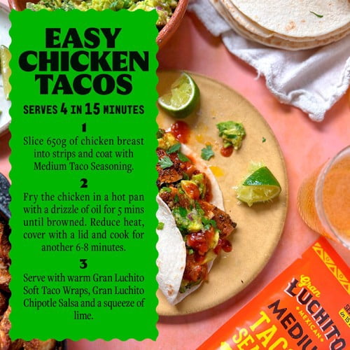 Gran Luchito 'Medium' Jalapeno & Cumin Fajita & Taco Seasoning Mix 28g, British Import (Pack of 2)