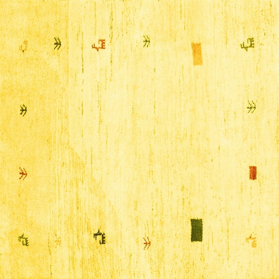 Ahgly Company Indoor Square Solid Yellow Modern Area Rugs, 4' Square
