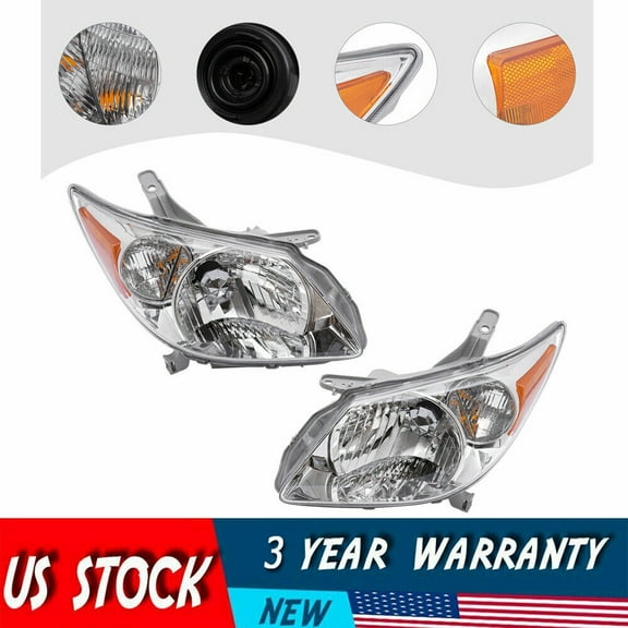 Pair Left & Right For 2005-2008 Pontiac Vibe Wagon Headlamps Assembly Headlights