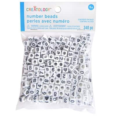 12 Packs: 340 ct. (4,080 total) White Number Square Beads by Creatology