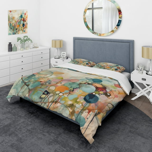 Designart "Azure Drifts in Minimalism I" Minimalism Bedding Covert Set - Abstract Minimalism Pink Abstract Bed Set With 1 Sham