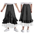 thumbnail image 5 of inlzdz Girls Polka Dot Ruffle Ballroom Skirts Spanish Long Skirt for Flamenco Belly Dance Performance Black 14, 5 of 6