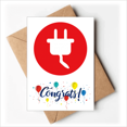 thumbnail image 1 of Red Plug Cable Charging Cable Pattern Wedding Cards Congratulations Greeting Envelopes, 1 of 3