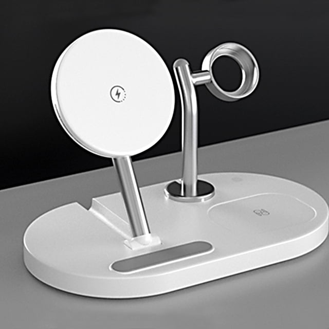 Cargador inalámbrico magnético plegable vertical de 15 W y 3 en 1 para teléfono móvil/auriculares con soporte de carga inalámbrica para reloj.