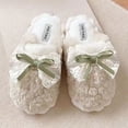 thumbnail image 4 of Bixock Slippers for Womens Indoor House Cotton Shoes Multi Size Bow Fluzzy Fleece Slide Warm Comfortable Non-Sliped Women Shoes, 4 of 6